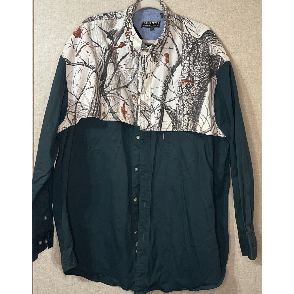 Roper Range Gear 3XL Camo Hunting Shirt , Realtree Hardwood & Hunter Green Long